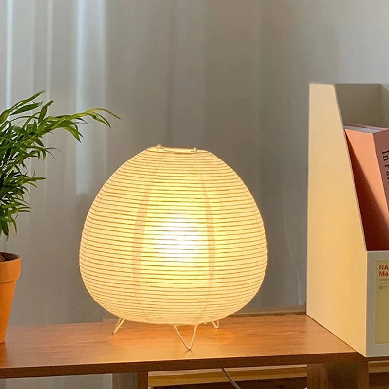 Table Lamp Paper Aluminium 21.0 x 23.0 cm Natural Bedroom Bedside Warm Light Japandi Living Room Reading Lamp | Thomler
