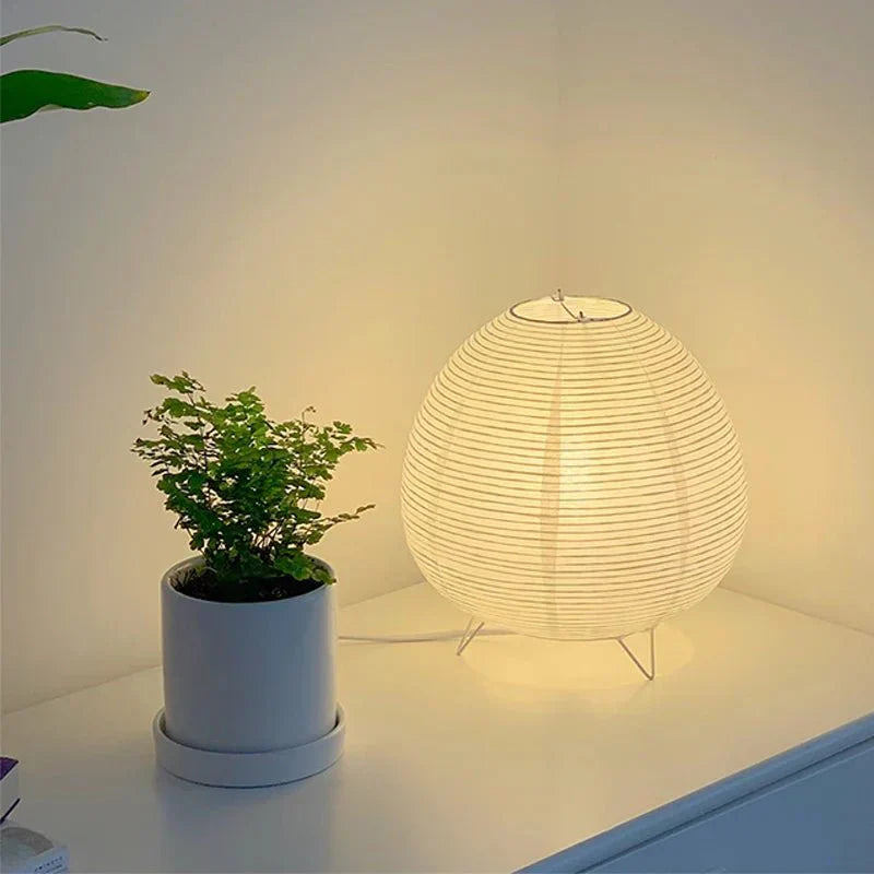 Table Lamp Paper Aluminium 21.0 x 23.0 cm Natural Bedroom Bedside Warm Light Japandi Living Room Reading Lamp | Thomler