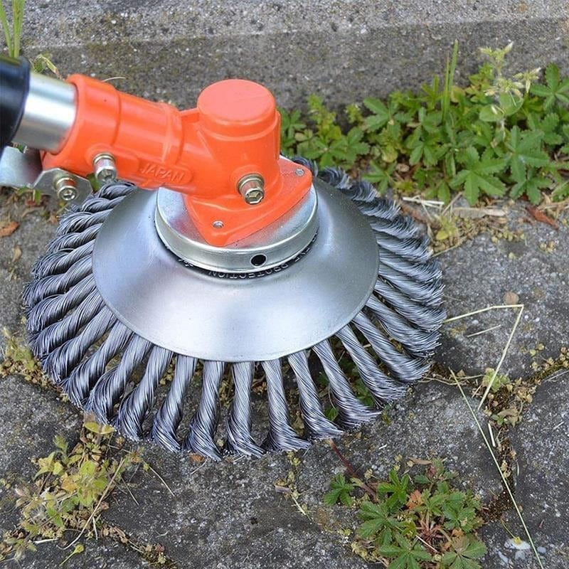 Steel Wire Weed Trimmer Attachment for String Trimmers – 36-Bristle Brush Head for Edging & Tough Weeds – 6 in Diameter | Thomler