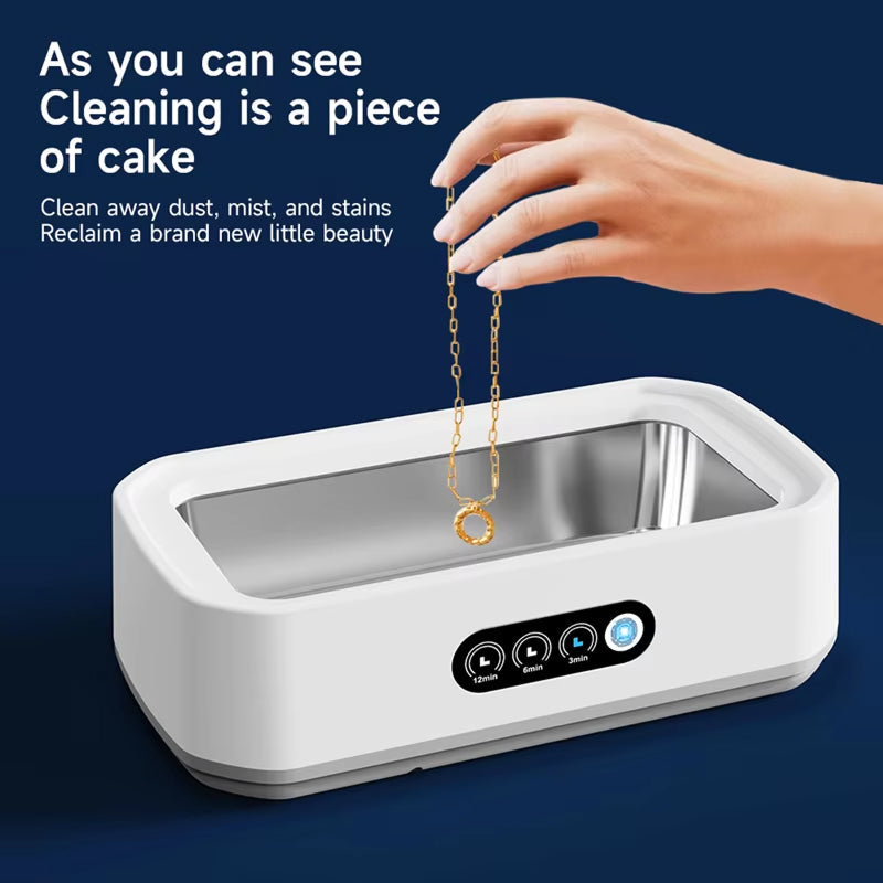 Ultrasonic Jewelry Cleaner 22oz Tank Sonic Vibration for Rings Glasses Watches Dentures 3 Timer Settings Quiet Operation Stainless Steel | Thomler