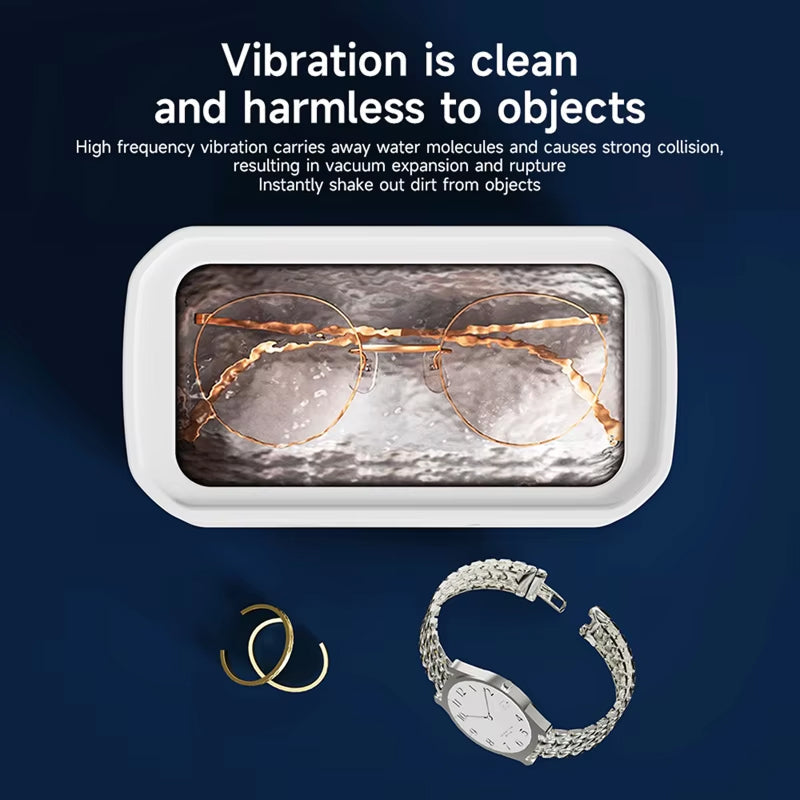 Ultrasonic Jewelry Cleaner 22oz Tank Sonic Vibration for Rings Glasses Watches Dentures 3 Timer Settings Quiet Operation Stainless Steel | Thomler