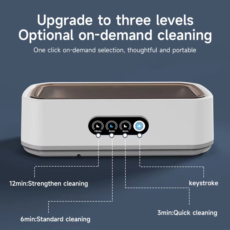 Ultrasonic Jewelry Cleaner 22oz Tank Sonic Vibration for Rings Glasses Watches Dentures 3 Timer Settings Quiet Operation Stainless Steel | Thomler