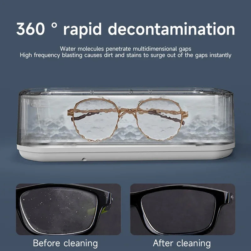Ultrasonic Jewelry Cleaner 22oz Tank Sonic Vibration for Rings Glasses Watches Dentures 3 Timer Settings Quiet Operation Stainless Steel | Thomler