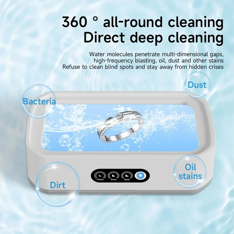 Ultrasonic Jewelry Cleaner 22oz Tank Sonic Vibration for Rings Glasses Watches Dentures 3 Timer Settings Quiet Operation Stainless Steel | Thomler