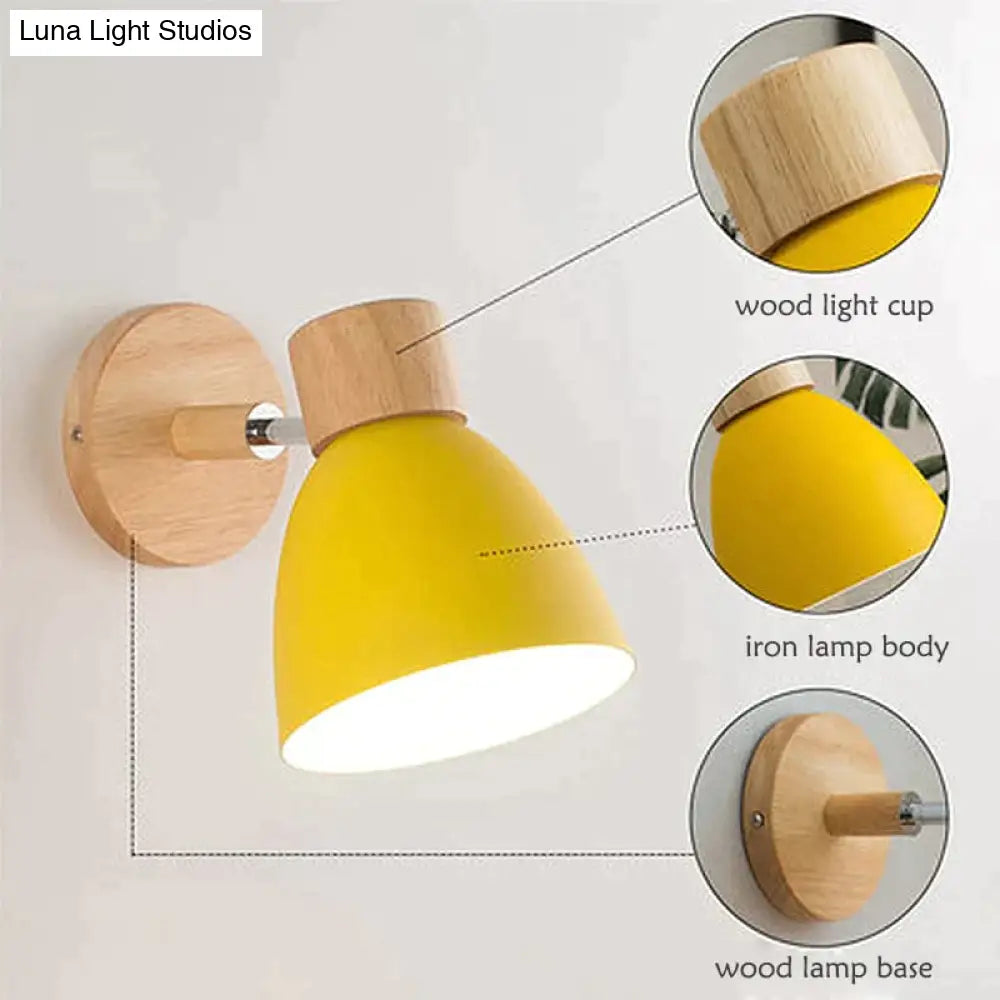 Wall-Mount Reading Sconce with Wood Accent & Adjustable Arm for Bedroom, Living Room & Home Office | Thomler