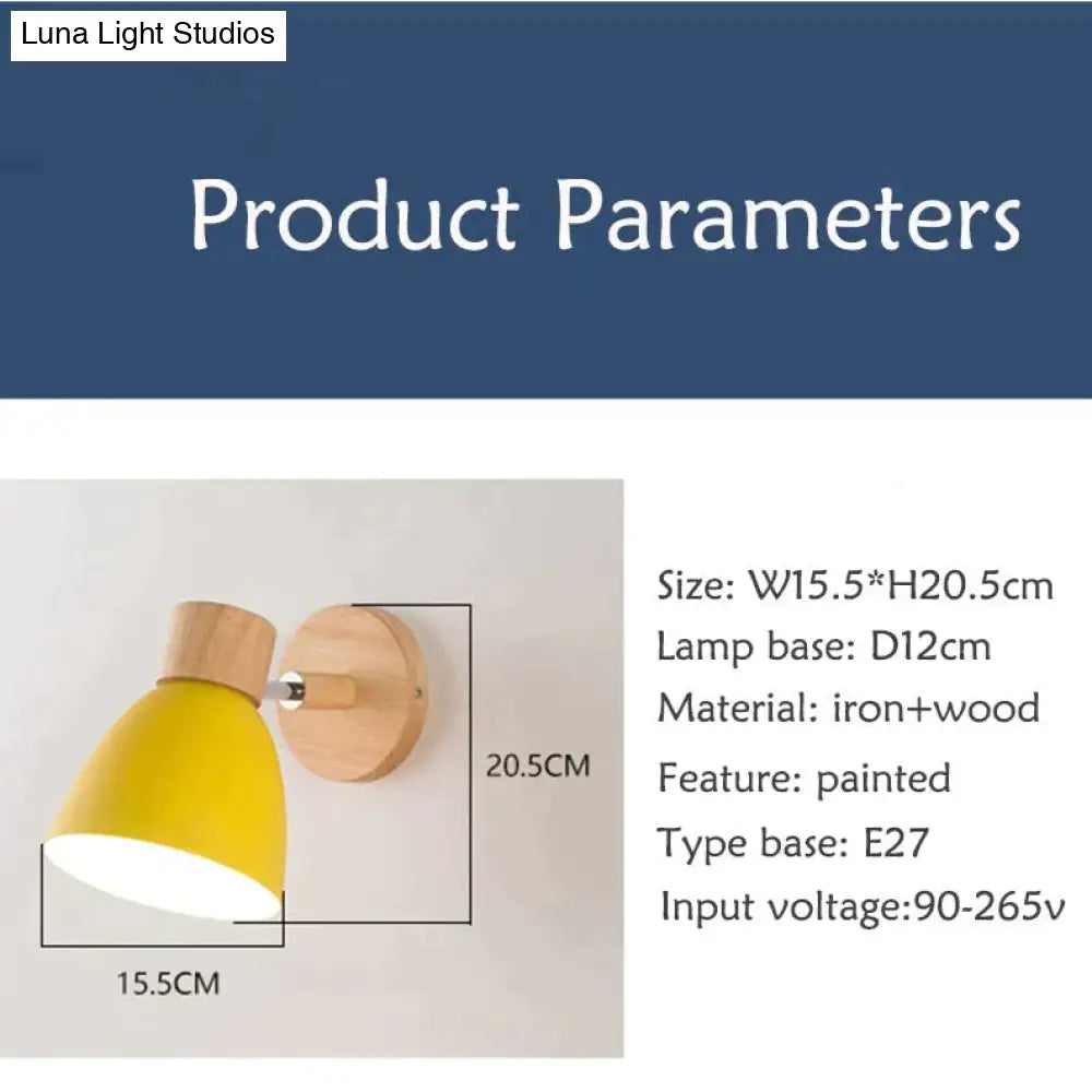 Wall-Mount Reading Sconce with Wood Accent & Adjustable Arm for Bedroom, Living Room & Home Office | Thomler