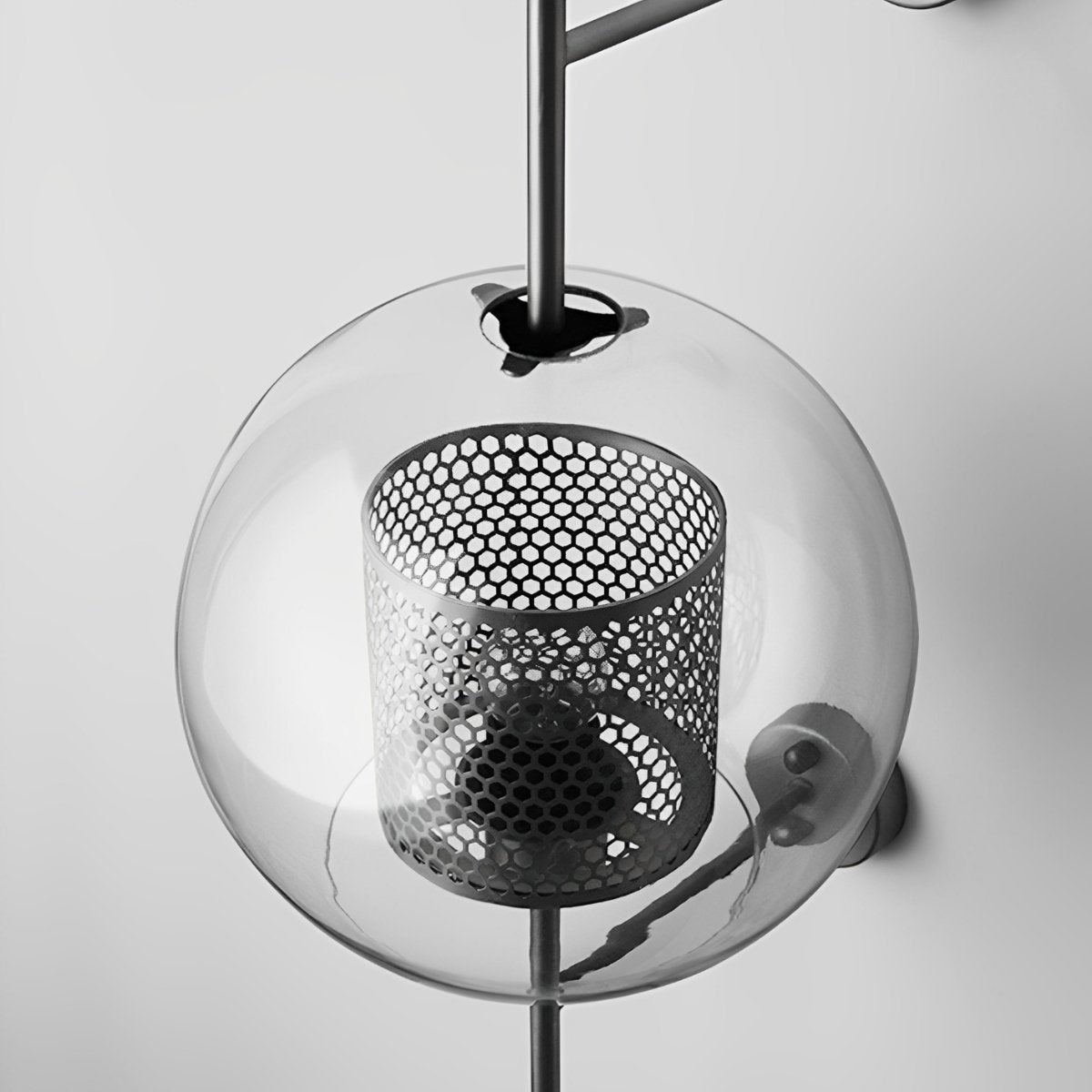 Wall Lamp Glass Globe 25.0 cm Black Bedroom Hallway Industrial Bedside Lighting Sconce E27 Warm White | Thomler