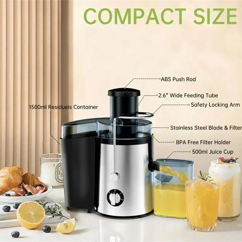 High-Power Centrifugal Juice Extractor with Wide-Mouth Feeder & 2-Speed Control for Whole Fruits & Vegetables – 800W Motor | Thomler