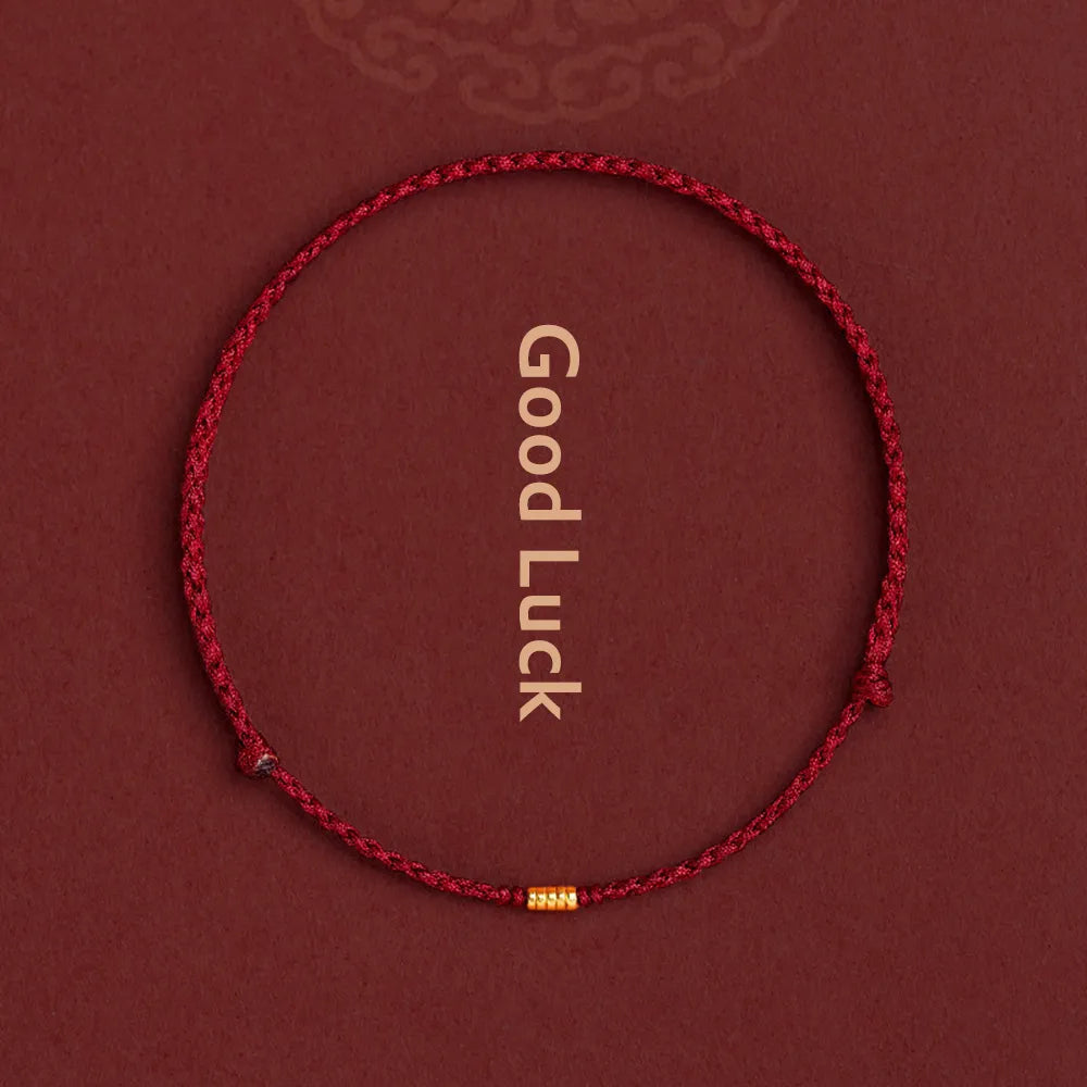 Adjustable Red String Bracelet with Protective Beads for Spiritual Defense & Good Luck Charm | Handcrafted Cord Jewelry | Thomler