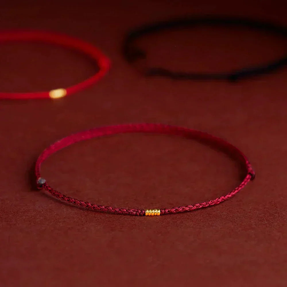 Adjustable Red String Bracelet with Protective Beads for Spiritual Defense & Good Luck Charm | Handcrafted Cord Jewelry | Thomler