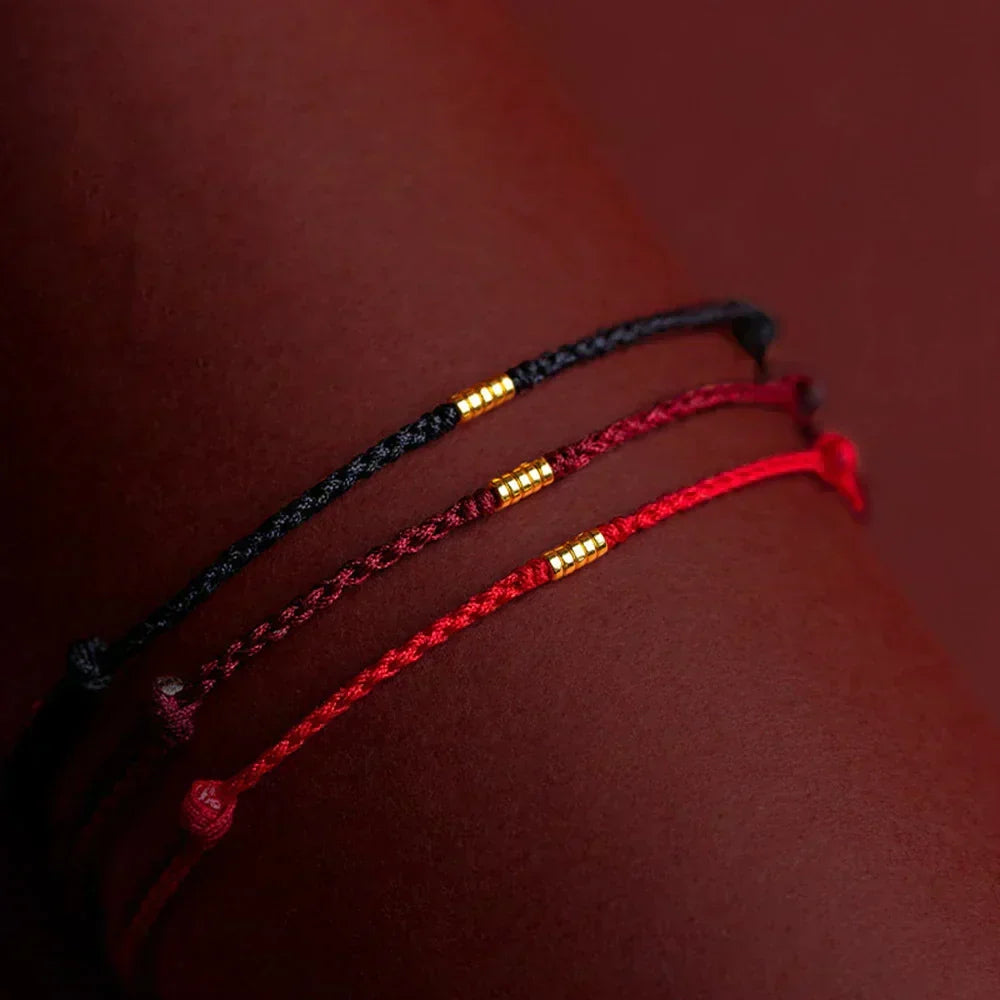 Adjustable Red String Bracelet with Protective Beads for Spiritual Defense & Good Luck Charm | Handcrafted Cord Jewelry | Thomler