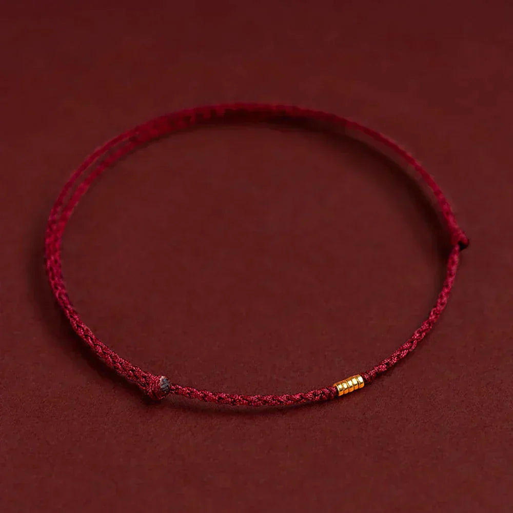 Adjustable Red String Bracelet with Protective Beads for Spiritual Defense & Good Luck Charm | Handcrafted Cord Jewelry | Thomler