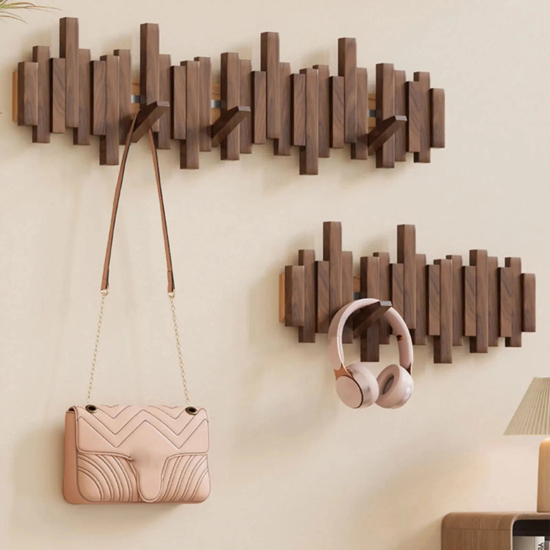 Wall Mounted Coat Rack Piano Key Design Solid Wood Hooks for Entryway Bedroom Hallway Minimalist Folding Hook Organizer Space Saving | Thomler