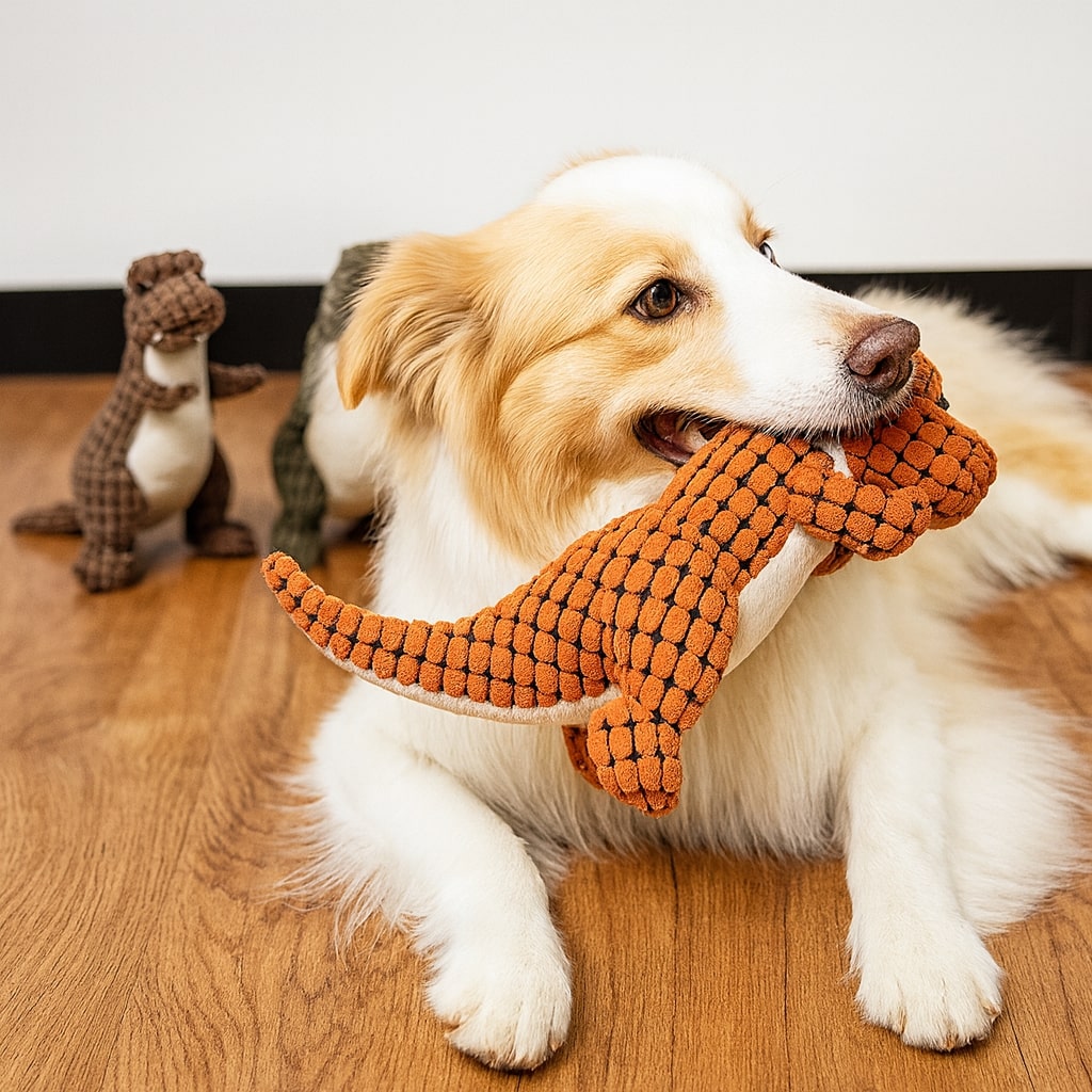Dinosaur Dog Chew Toy - Heavy Duty Plush for Aggressive Chewers - Dental Care & Interactive Play for Puppies & Large Dogs | Thomler