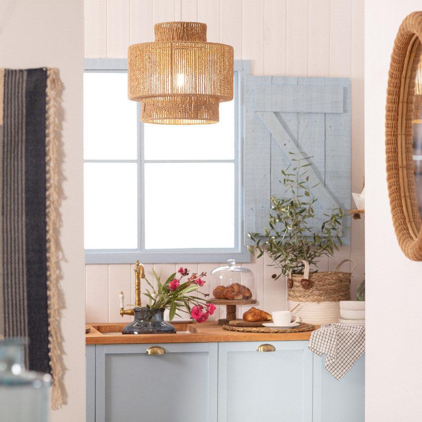 Rotan Hanglamp Ø 40cm Gevlochten Raffia E27 Natuurlijk Design | Sansoti