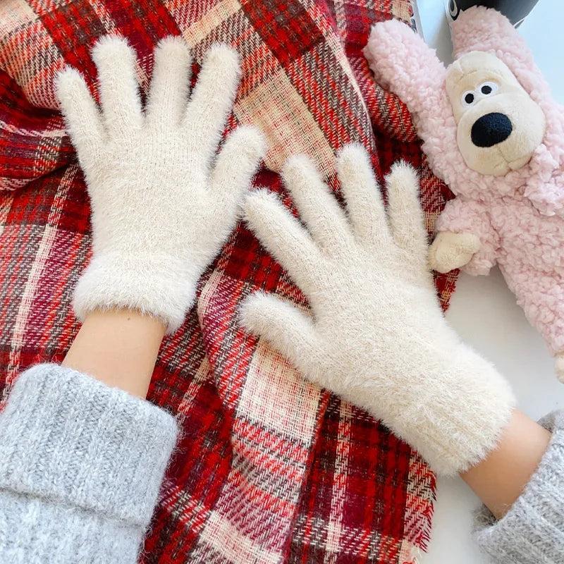 Fleece-Lined Cold-Weather Hand Warmers – Snug-Fit Acrylic Mittens with Elastic Cuff for Women | Thomler