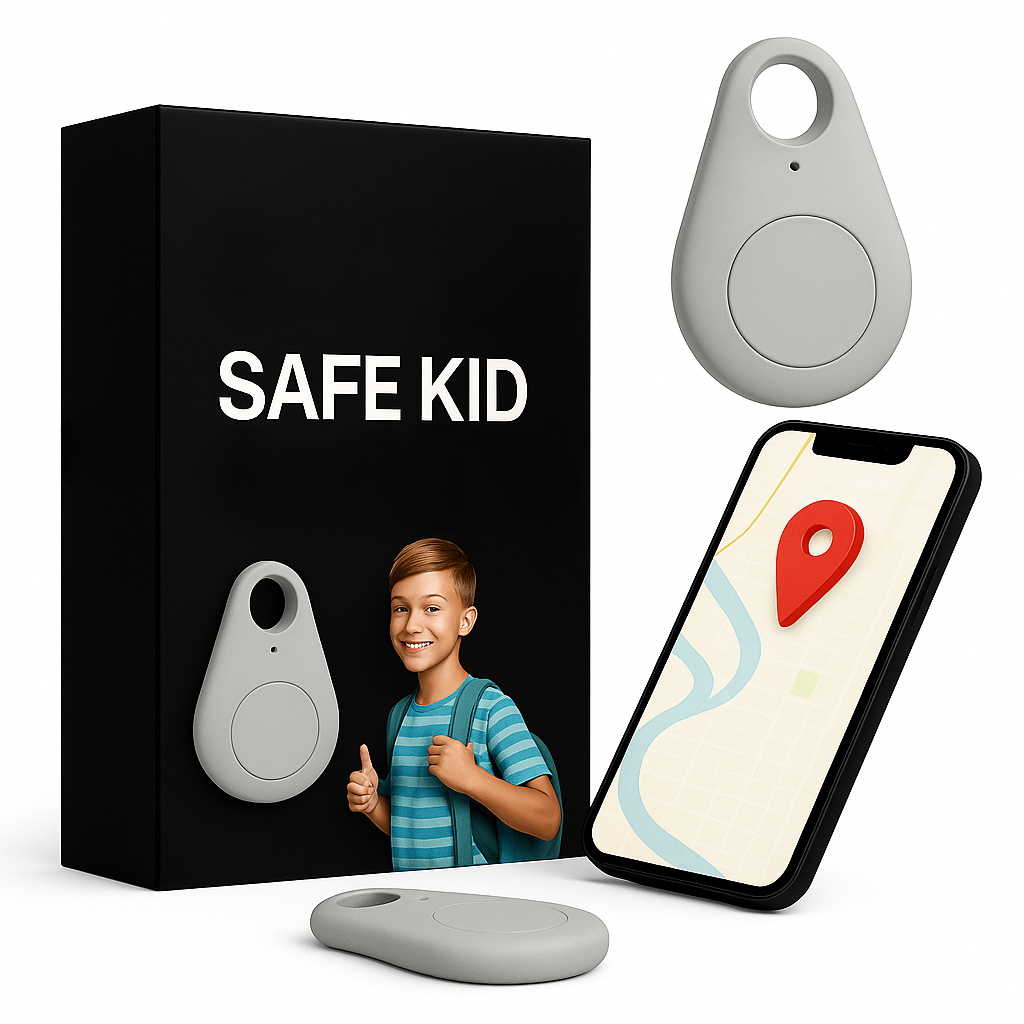 Kids GPS Tracking Tag with Real-Time Location & Emergency Button – Waterproof Clip-On Safety Device for Backpack or Clothing | Thomler