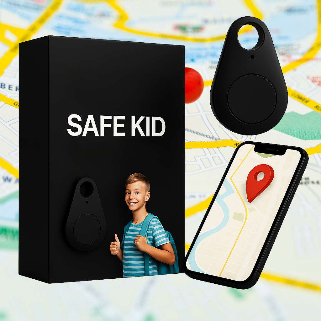 Kids GPS Tracking Tag with Real-Time Location & Emergency Button – Waterproof Clip-On Safety Device for Backpack or Clothing | Thomler
