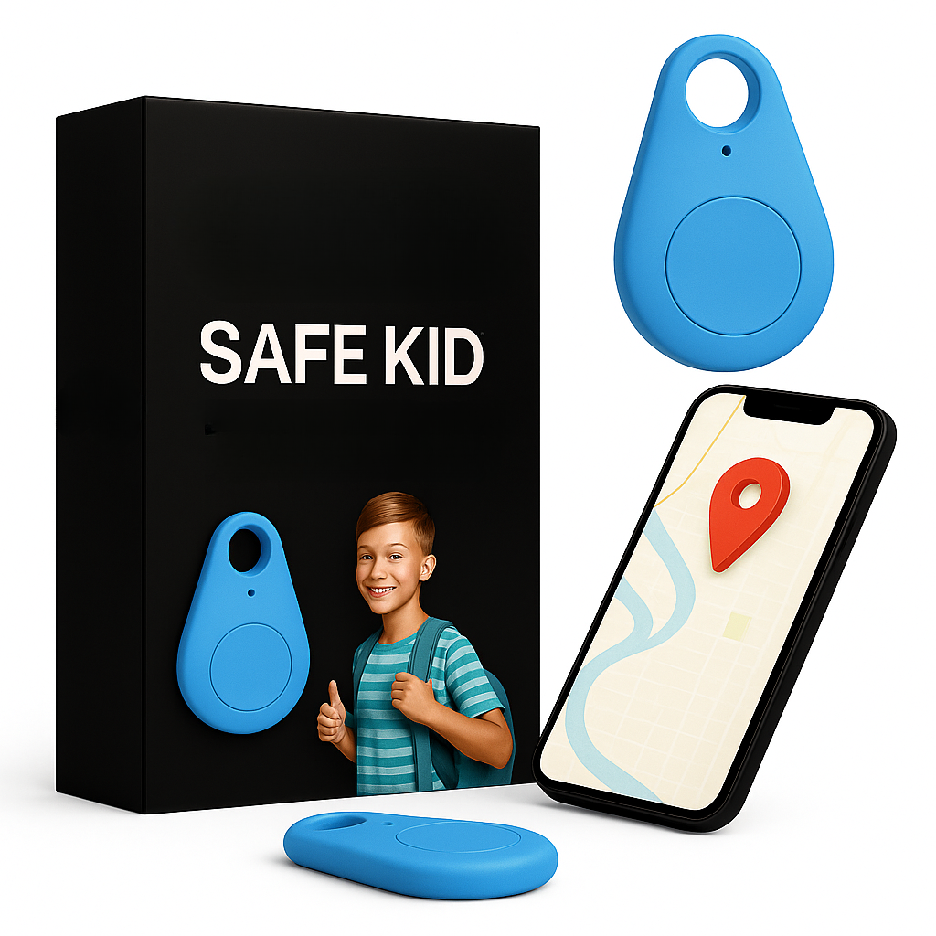 Kids GPS Tracking Tag with Real-Time Location & Emergency Button – Waterproof Clip-On Safety Device for Backpack or Clothing | Thomler