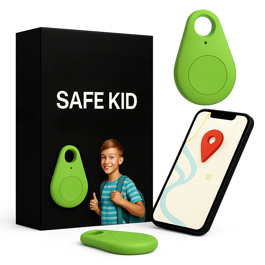Kids GPS Tracking Tag with Real-Time Location & Emergency Button – Waterproof Clip-On Safety Device for Backpack or Clothing | Thomler