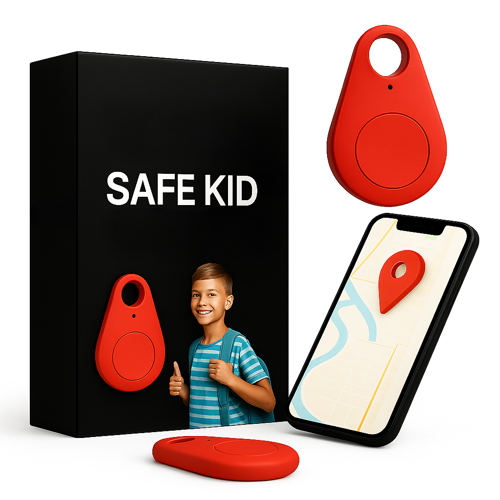 Kids GPS Tracking Tag with Real-Time Location & Emergency Button – Waterproof Clip-On Safety Device for Backpack or Clothing | Thomler