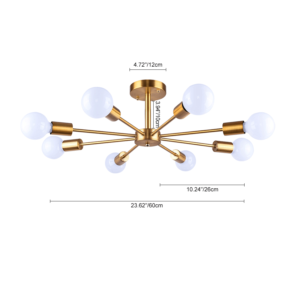 Ceiling Lamp Metal 60.0 cm Black Semi Flush Dining Room Kitchen Sputnik Light Fixture Eight Arm Modern Ceiling Light | Thomler