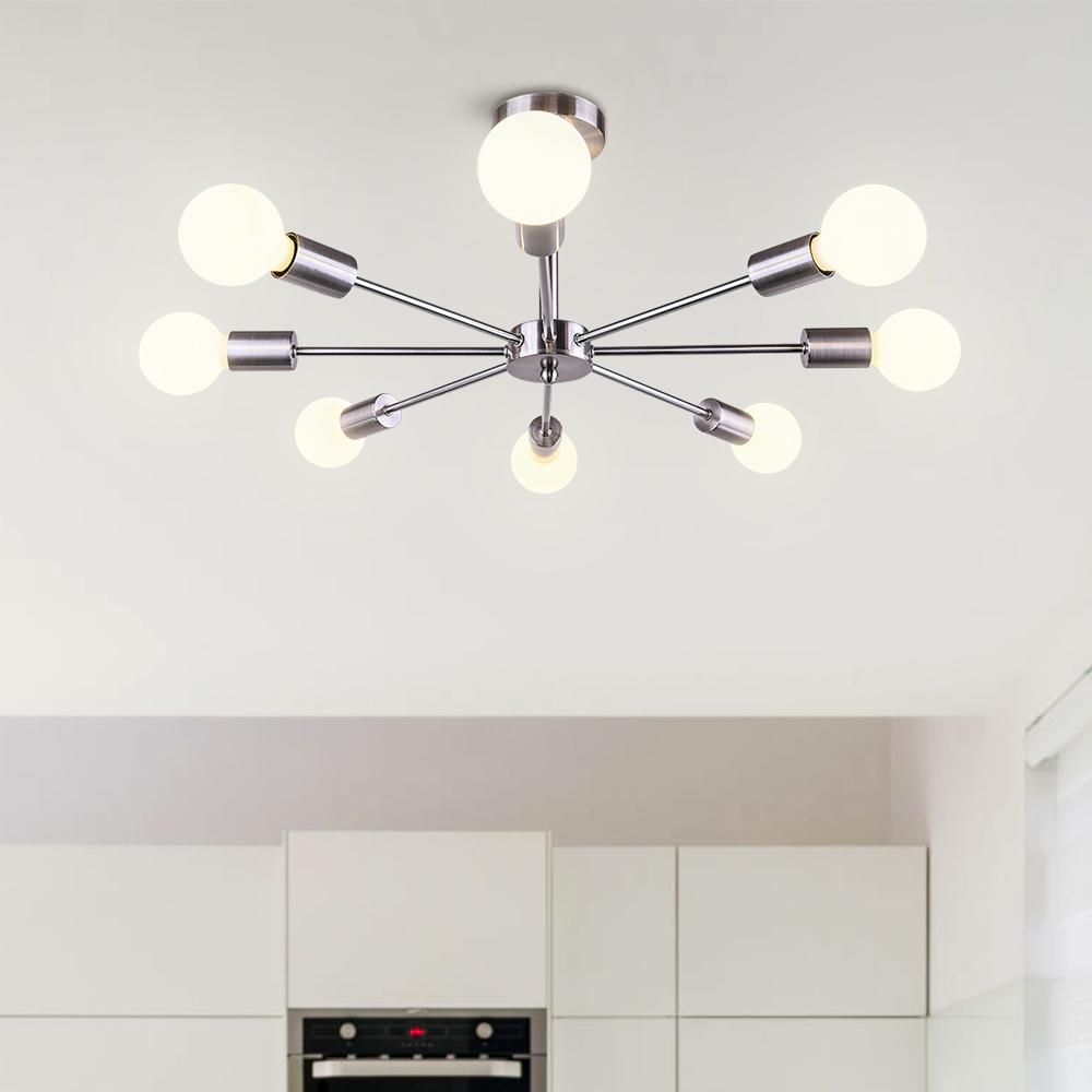 Ceiling Lamp Metal 60.0 cm Black Semi Flush Dining Room Kitchen Sputnik Light Fixture Eight Arm Modern Ceiling Light | Thomler