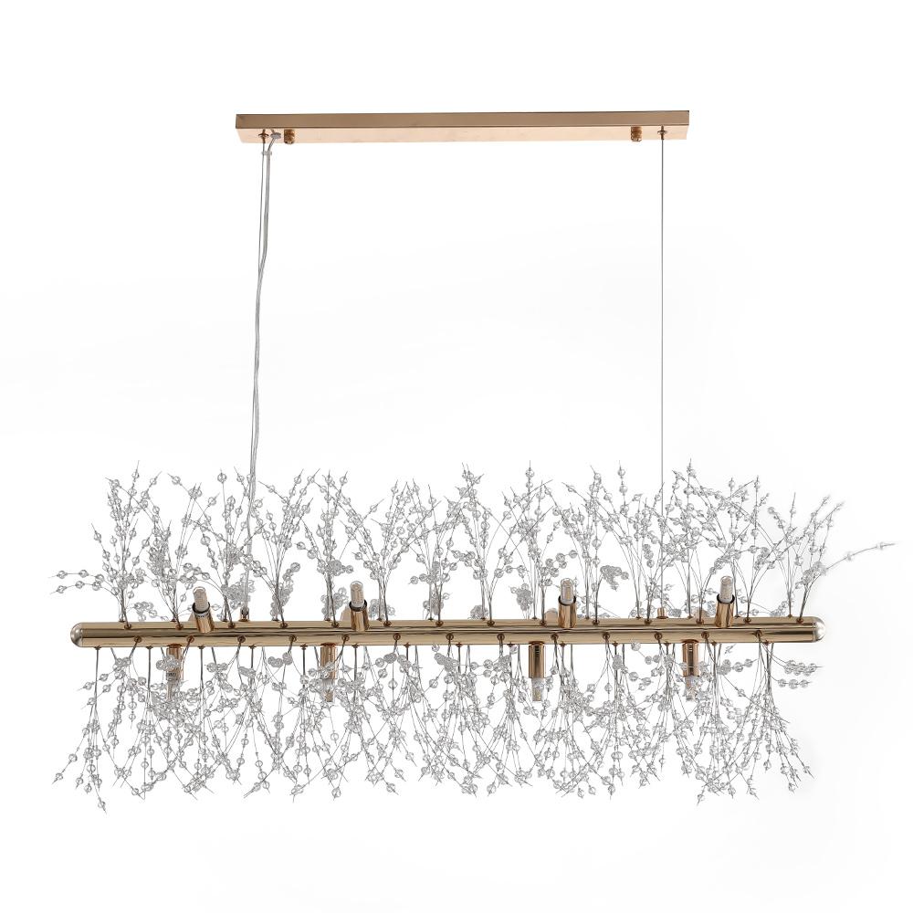Pendant Light Metal Crystal 92.0 cm 12 Light Gold Chrome Dining Table Kitchen Island Ceiling Lighting | Thomler