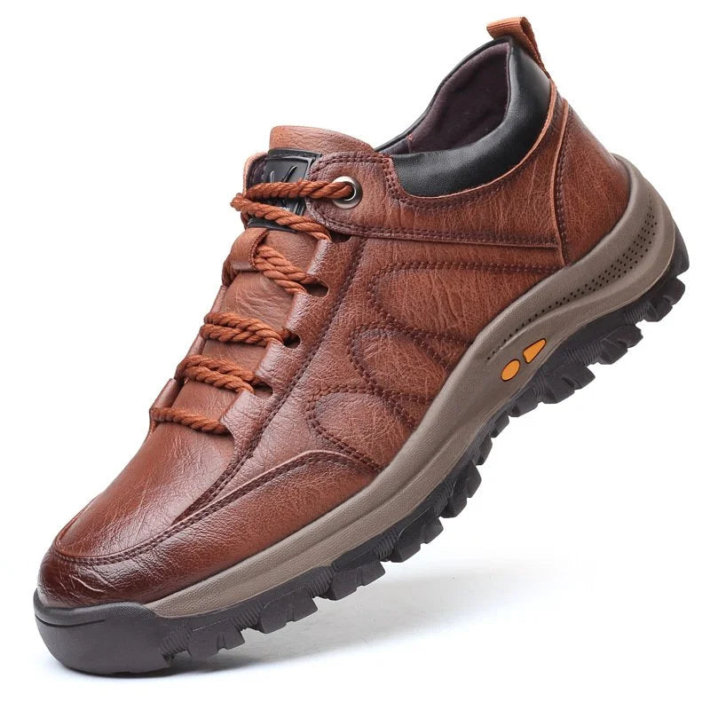 Men's Waterproof Leather Shoes Orthopedic Support Slip Resistant Rubber Sole for All-Day Comfort Walking Work & Outdoor | Thomler