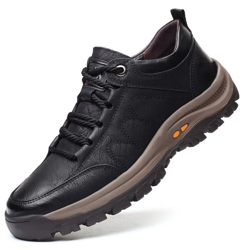 Men's Waterproof Leather Shoes Orthopedic Support Slip Resistant Rubber Sole for All-Day Comfort Walking Work & Outdoor | Thomler