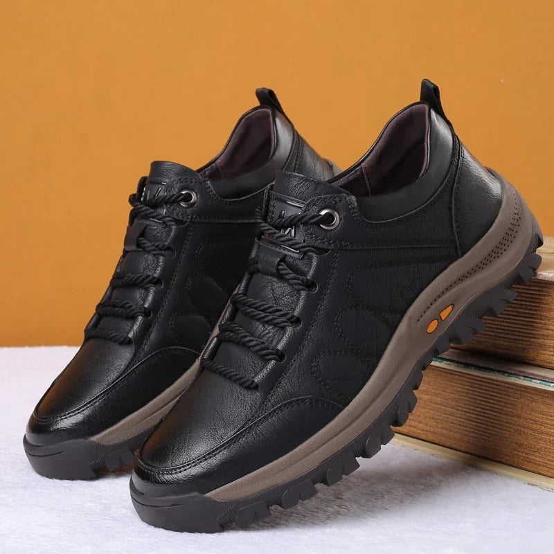 Men's Waterproof Leather Shoes Orthopedic Support Slip Resistant Rubber Sole for All-Day Comfort Walking Work & Outdoor | Thomler