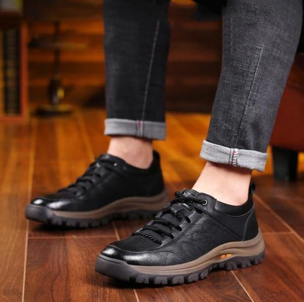 Men's Waterproof Leather Shoes Orthopedic Support Slip Resistant Rubber Sole for All-Day Comfort Walking Work & Outdoor | Thomler