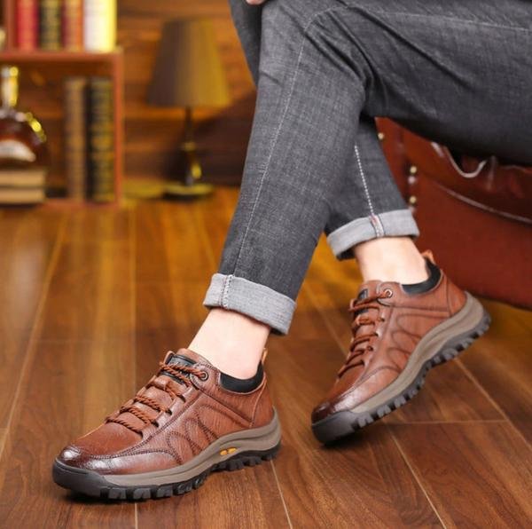 Men's Waterproof Leather Shoes Orthopedic Support Slip Resistant Rubber Sole for All-Day Comfort Walking Work & Outdoor | Thomler