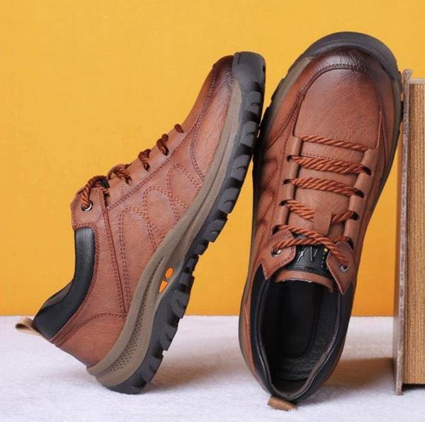 Men's Waterproof Leather Shoes Orthopedic Support Slip Resistant Rubber Sole for All-Day Comfort Walking Work & Outdoor | Thomler