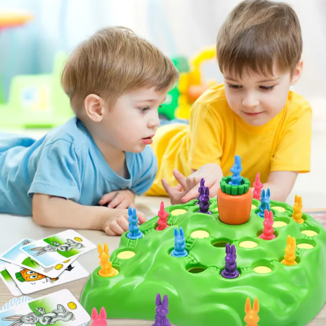 Family Rabbit Racing Board Game – Climb to the Carrot, Avoid the Holes | Thomler