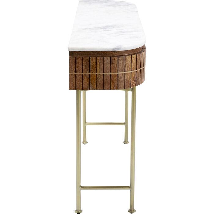 Console Table Solid Mango Wood Marble Top 100.0 cm Gold Legs Hallway Living Room Side Table With Drawers | Thomler
