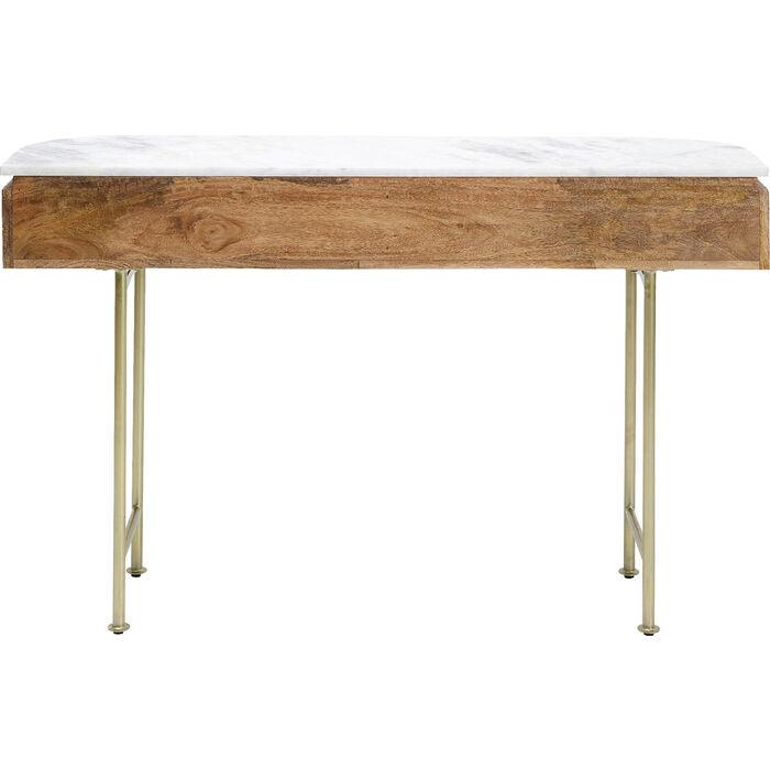Console Table Solid Mango Wood Marble Top 100.0 cm Gold Legs Hallway Living Room Side Table With Drawers | Thomler