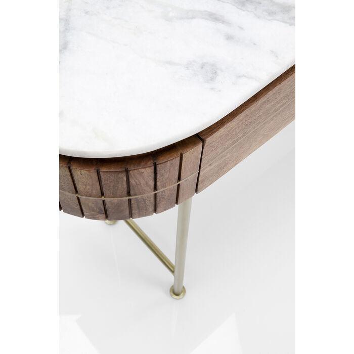 Console Table Solid Mango Wood Marble Top 100.0 cm Gold Legs Hallway Living Room Side Table With Drawers | Thomler