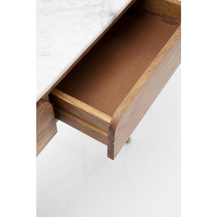 Console Table Solid Mango Wood Marble Top 100.0 cm Gold Legs Hallway Living Room Side Table With Drawers | Thomler