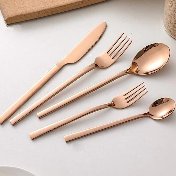 Cutlery Set 30 Piece 18/10 Stainless Steel Gold Dining Table Flatware Service For 6 Dishwasher Safe Modern Utensils | Thomler