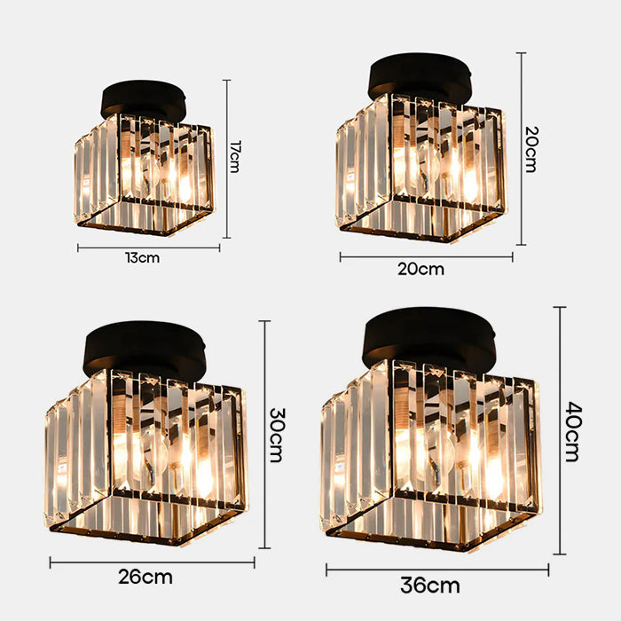 Ceiling Lamp Crystal Brass 25.0 cm Modern Hallway Living Room Bedroom Lighting Fixture Decorative Cube Light | Thomler