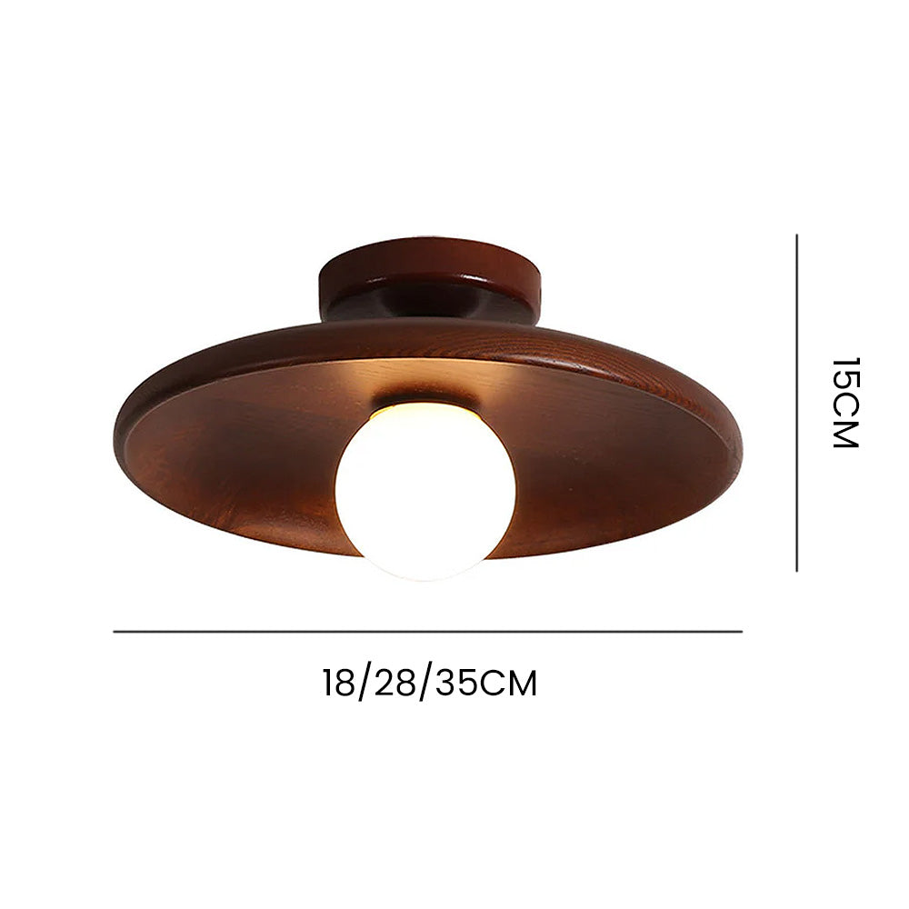 Ceiling Light Wood LED 15.0 cm Warm Light Living Room Bedroom Hallway Soft Ambient Lighting | Thomler