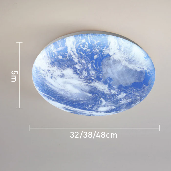 Ceiling Lamp Wood Acrylic 48.0 cm Moon Design Bedroom Living Room Flush Mount Ambient LED Light | Thomler