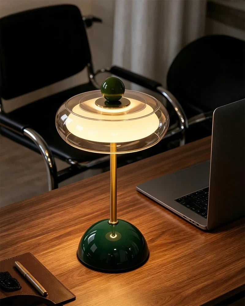 Rechargeable Mid-Century Modern Mushroom Desk Light with Touch Dimming & 3 Light Modes for Bedroom, Living Room & Office | Thomler