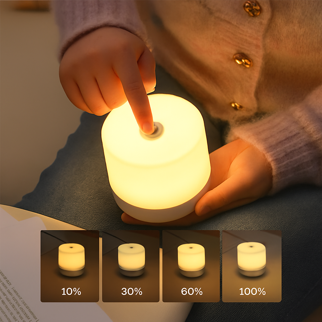 USB Touch-Control Bedside Lamp with 3 Brightness Levels – Portable LED Reading Light for Desk, Nightstand & Dorm Room | Thomler