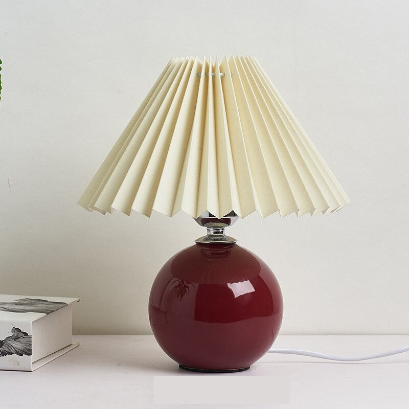 Classic Ceramic Nightstand Light with Soft Cloth Lampshade – Mid-Century Accent Lamp for Bedroom, Living Room & Desk | Thomler