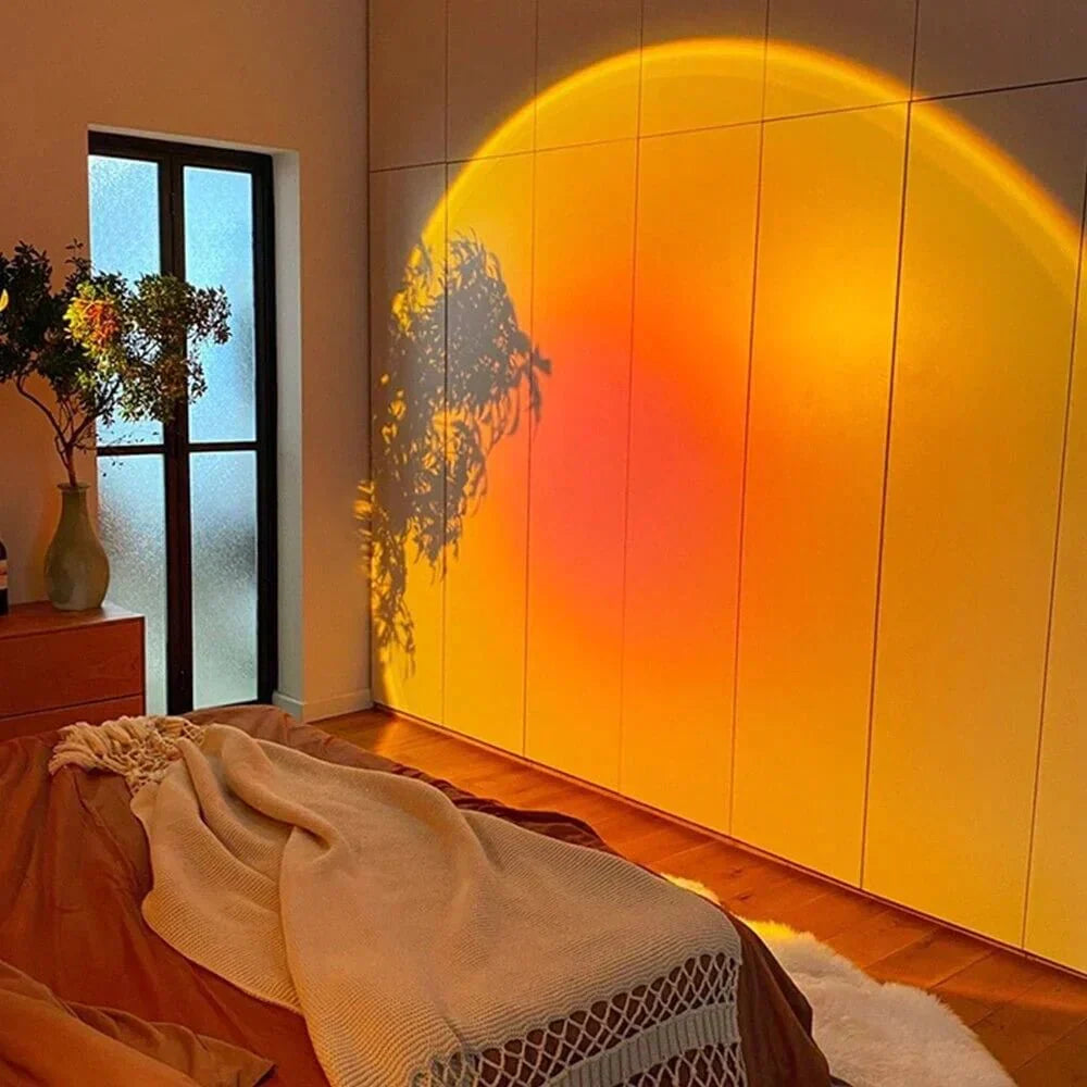 Sunset Projection Lamp with 360° Rotating Head – 13 Ambient Light Modes for Bedroom, Living Room & Creative Spaces | Thomler
