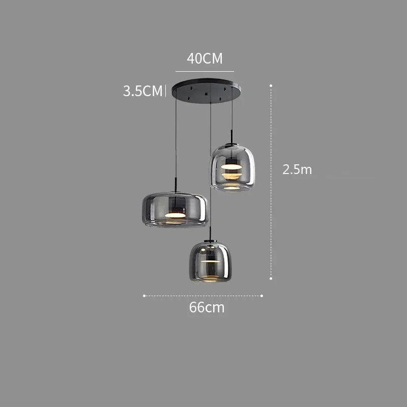 Pendant Light Glass 102.0 cm x 38.0 cm Cognac Or Smoke Grey Dining Room Kitchen Island Scandinavian Hanging Ceiling Lamp | Thomler