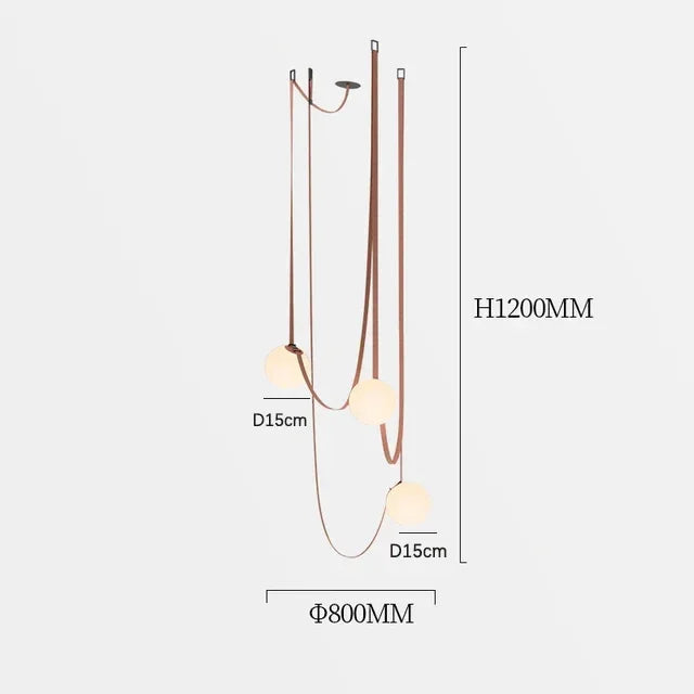 Pendant Light Leather Glass Globe 12.0 cm Adjustable Living Room Dining Room Sculptural Hanging Ceiling Lamp | Thomler