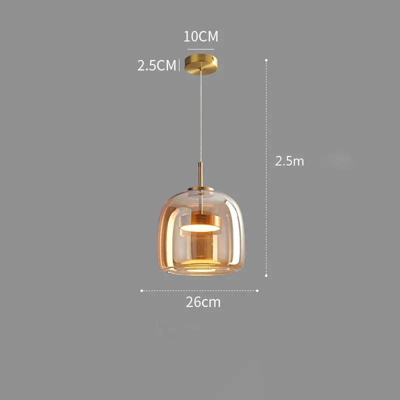 Pendant Light Glass 102.0 cm x 38.0 cm Cognac Or Smoke Grey Dining Room Kitchen Island Scandinavian Hanging Ceiling Lamp | Thomler